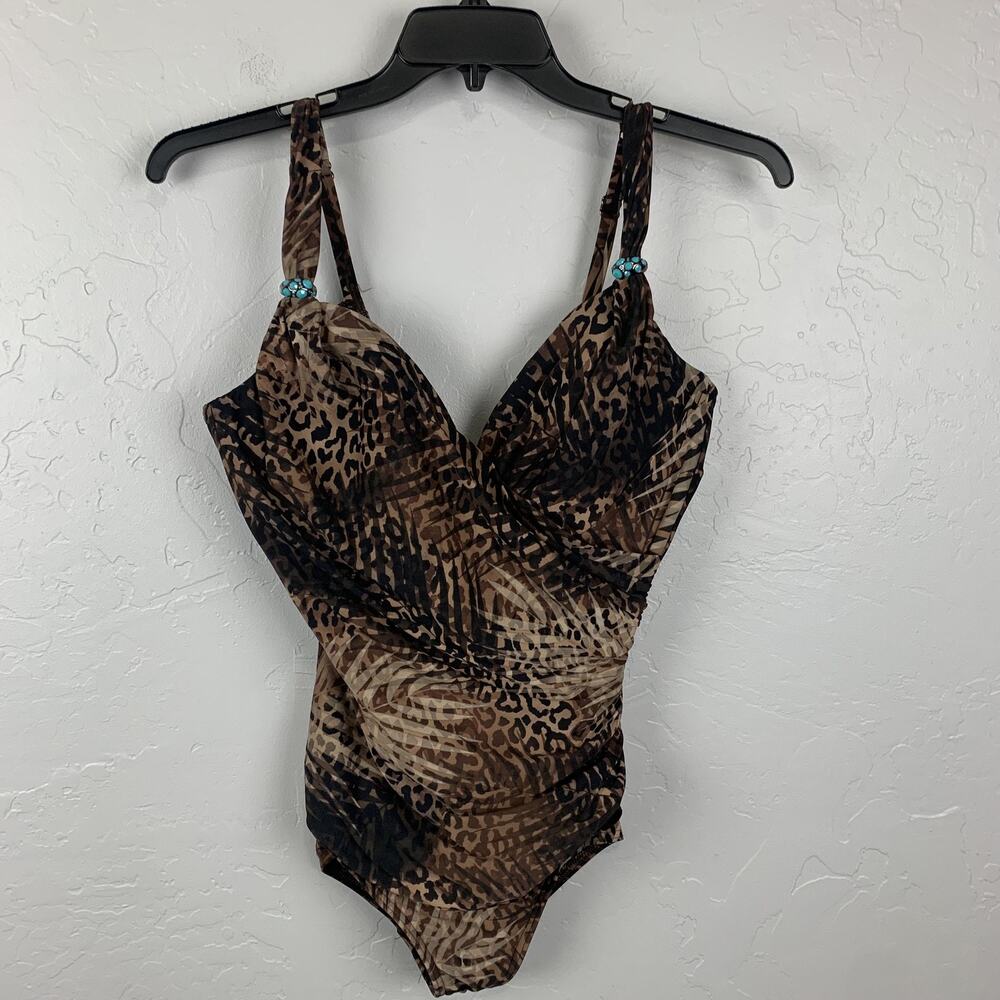 Miraclesuit Swimsuit Womens 16 One Piece SIREN 6524317 Shapewear Animal Print